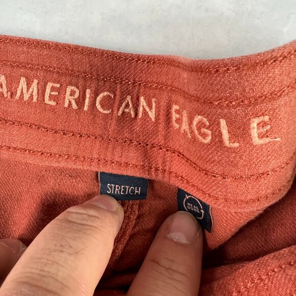 American Eagle Linen Blend Pants Women's 34x29* High Rise Wide Leg Orange Tag 12 - Picture 6 of 16